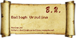 Ballogh Urzulina névjegykártya